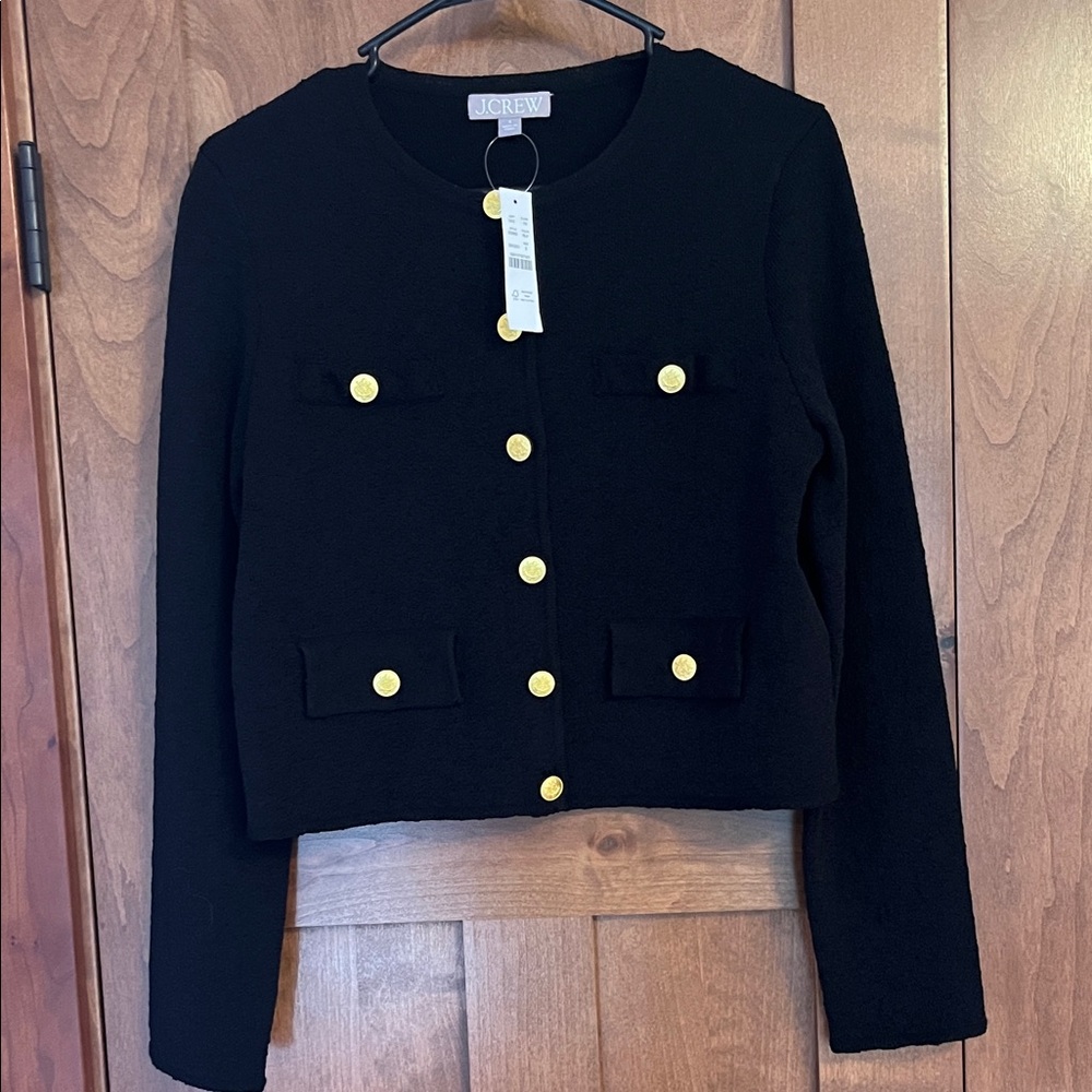 J. Crew Black Top with Gold Buttons